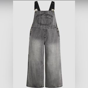 NWT Cider Curve Women’s Dark Grey Wash Wide Leg Overalls